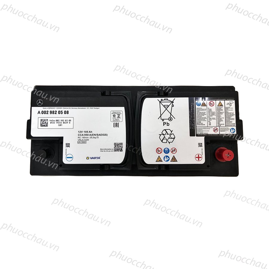 Bình Ắc Quy Xe Mercedes AGM 105, A0029820508 12V 105Ah