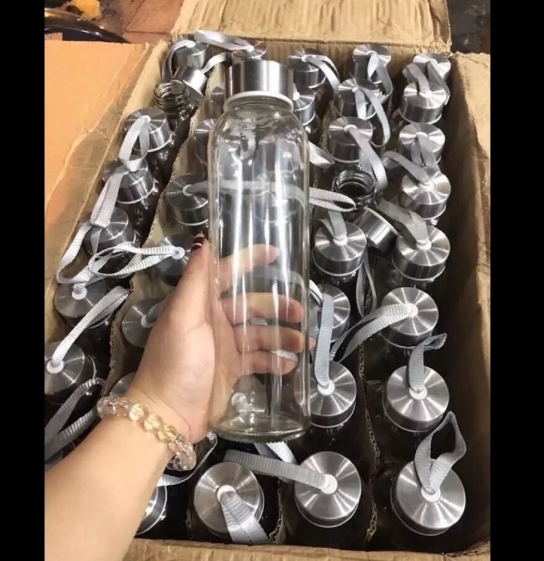 Combo 10 Chai Thủy Tinh đựng nước 500ML - Nắp Thiếc vặn có dây treo