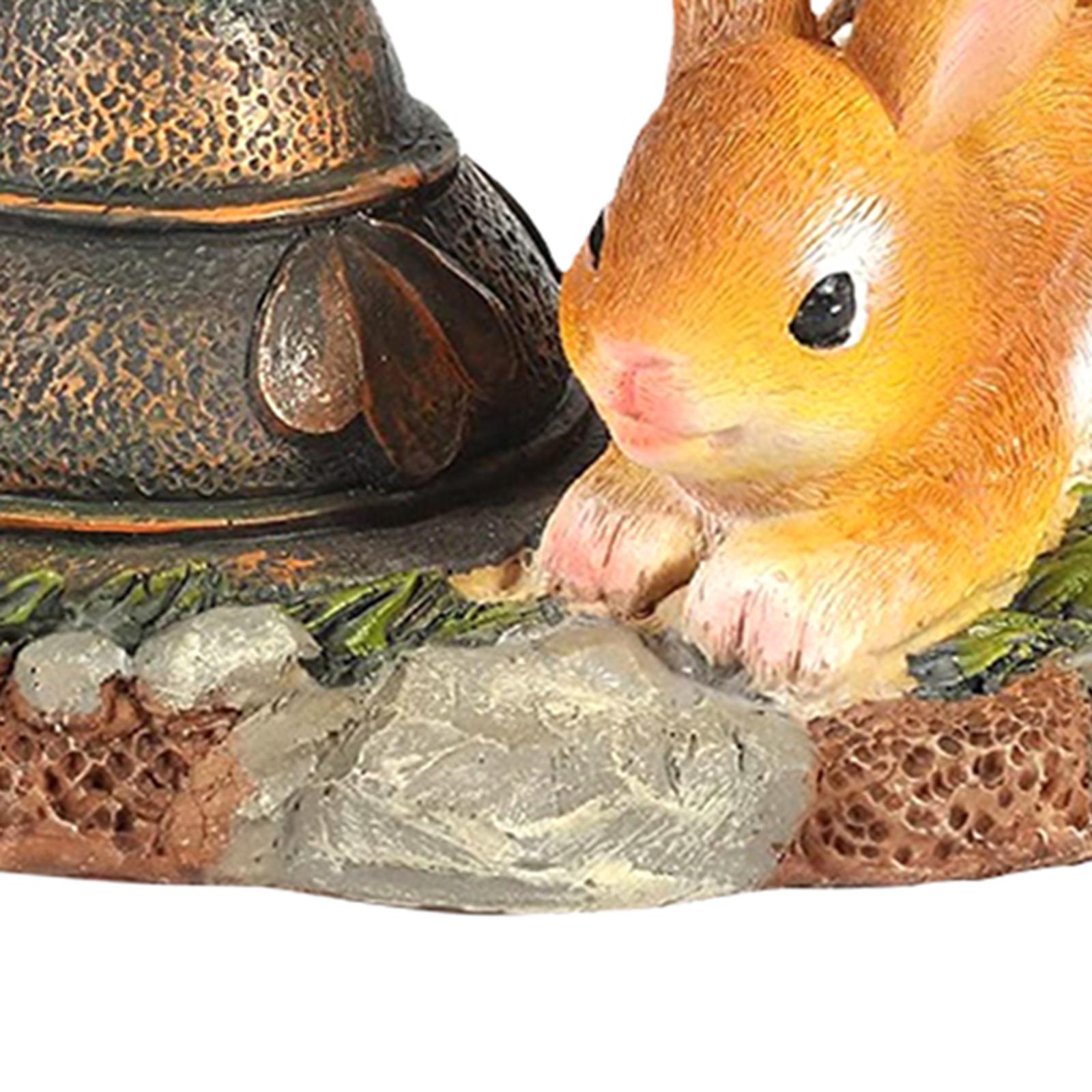 Garden Ornament Figurine, Outdoor Solar Rabbit Sculpture Statue, Garden Bunny Statue Sculpture for Home, Garden, Patio, Yard Art Decor