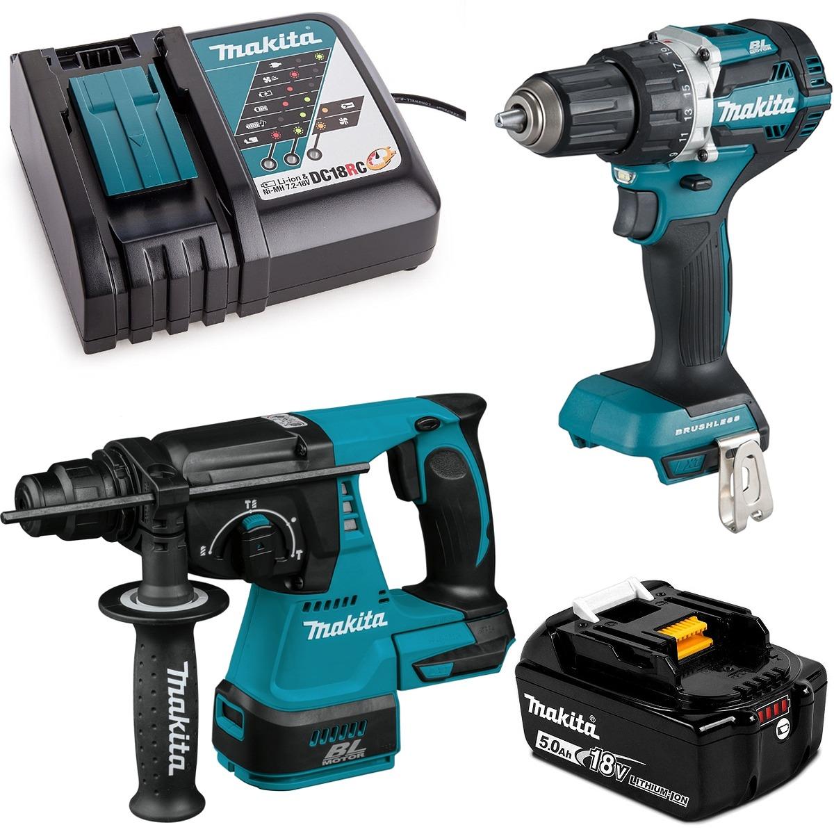 BỘ SẢN PHẨM DÙNG PIN 18V MAKITA DLX2425TX1 GỒM DDF484+DHR242 - HÀNG CHÍNH HÃNG