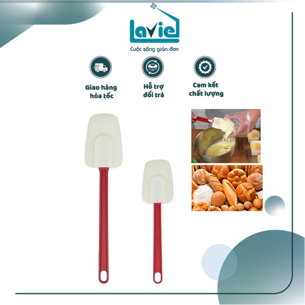 Phới thìa silicon màu trắng đỏ dùng làm bánh nấu bếp