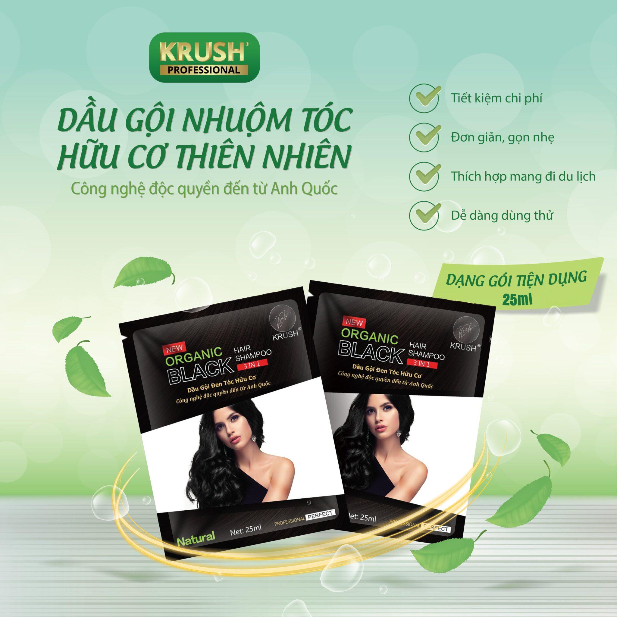 Dầu Gội Nhuộm Tóc Hữu Cơ Thiên Nhiên KRUSH - Màu Đen