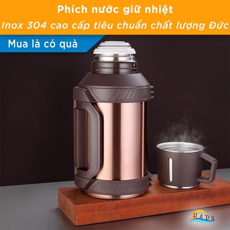 Phích Giữ Nhiệt 3 Lít Inox 304 Cao Cấp Đạt Chất Lượng LFGB Đức Bảo Quản Tới 60 Giờ HADU