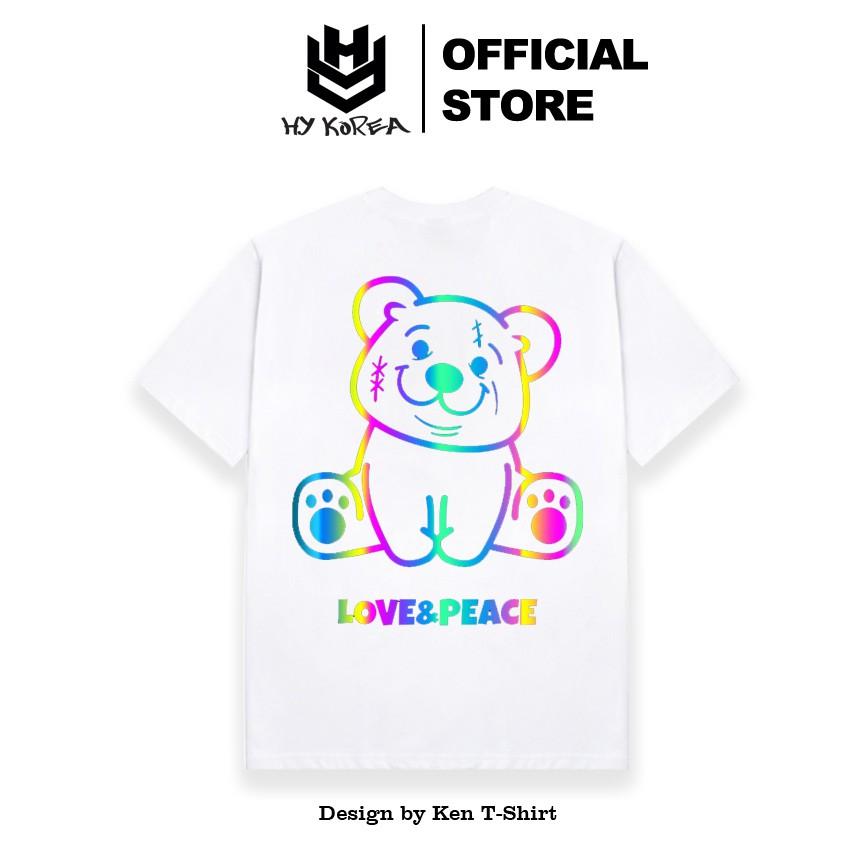 Áo Thun Phản Quang Gấu Love Face Cotton 75% Form Rộng Unisex Nam Nữ Đẹp. KIS OFFICIAL