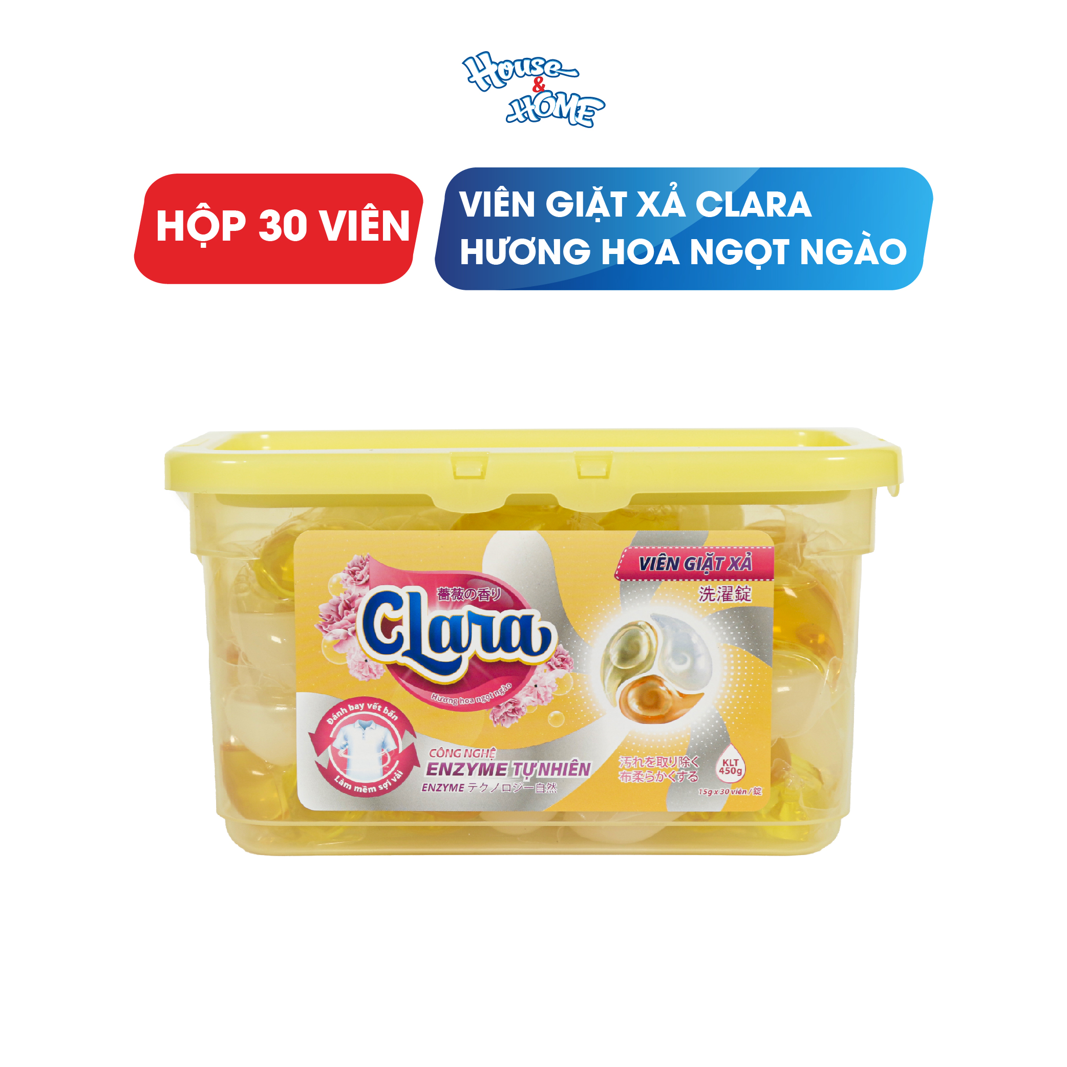 Viên giặt xả Clara hương hoa ngọt ngào Hộp 30 viên