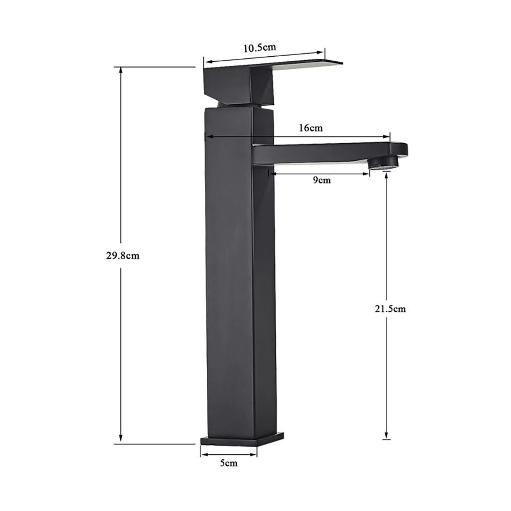 Vòi lavabo Vuông Nóng Lạnh Mạ Đen Inox 304 Schmidt - Tặng Kèm Bộ Dây Cấp Nước Nóng Lạnh 40 cm - Hàng Chính Hãng