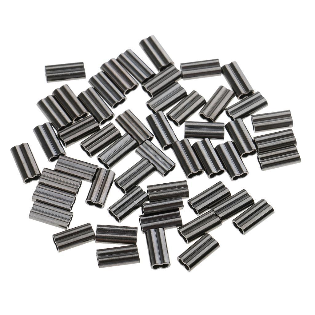 200Pcs Double Barrel Copper Crimp Sleeves Fishing Crimps 0.8/ 1.0/1.5/2.0mm