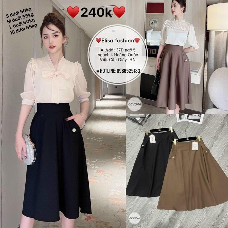 ️Gcv0044️Chân váy xoè nắp túi công sở️Elisa fashion