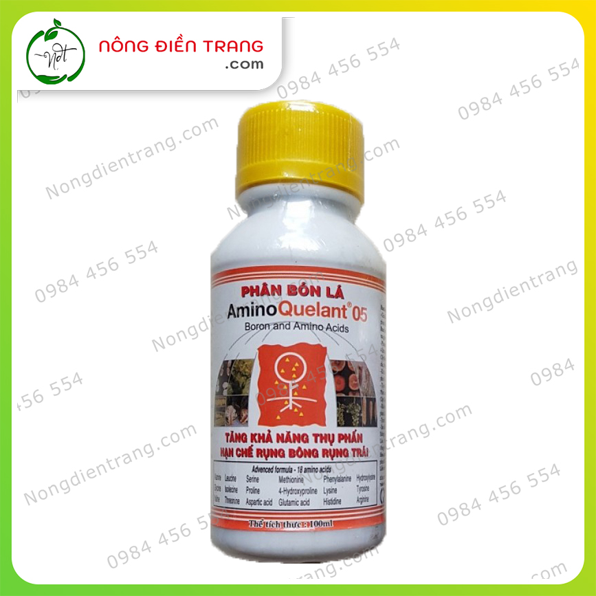 Phân Bón Lá AminoQuelant 05 Boron & Amino Acids - Chai 100ml - Tăng Khả Năng Thụ Phấn, Hạn Chế Rụng Bông Rụng Trái, Tăng Đậu Trái VTNN Nông Điền Trang