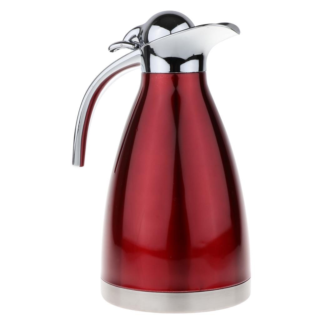 2xRed 1.5L Stainless Vacuum Insulated Coffee Carafe Pour Over Coffee Kettle