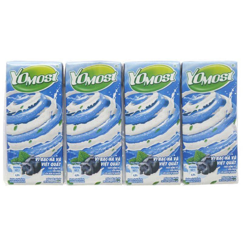 Lốc 4 Hộp Sữa Chua Uống Yomost Vị Bạc Hà Và Việt Quất 170mlHộp – 8934841901641