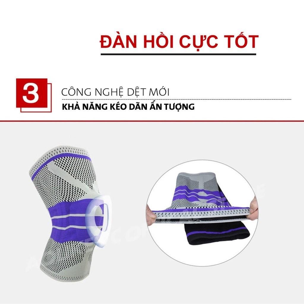 Băng gối,Bó gối thể thao có đệm Silicon Cao cấp bảo vệ khớp gối, có 2 Lò Xo trợ lực hỗ trợ vận động