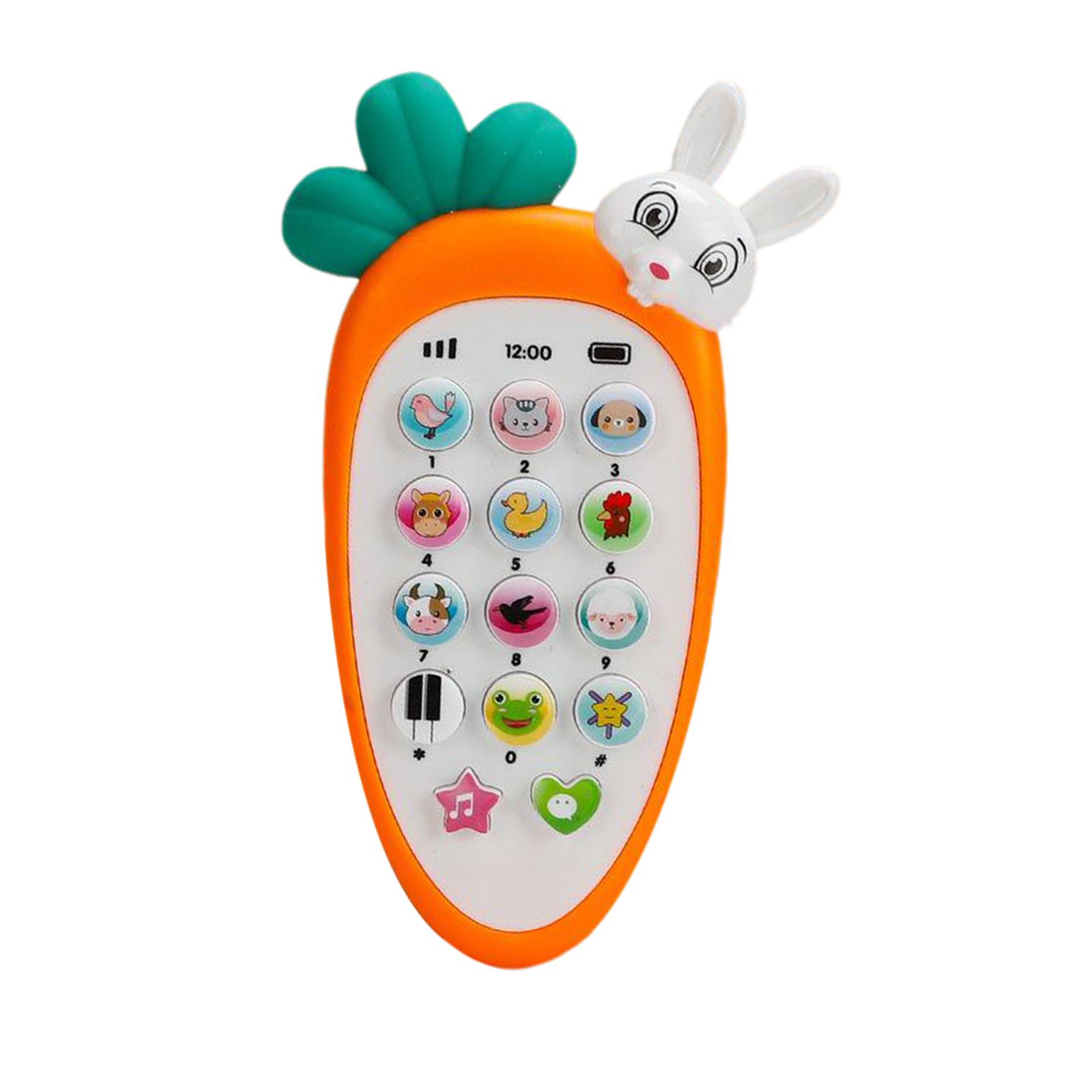 Baby Cell Phone Toy for Learning Early Education Telephone with Silicone Teether Cover Music Lights Help Learn Basic Knowledge for 0-7 Year Old Kids