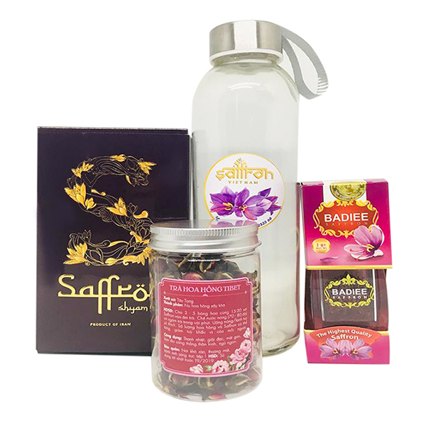 Combo Saffron Shyam Gazelle (1g) + Saffron Badiee (1g) - Tặng 1 Hộp Hoa Hồng Và 1 Bình Nước