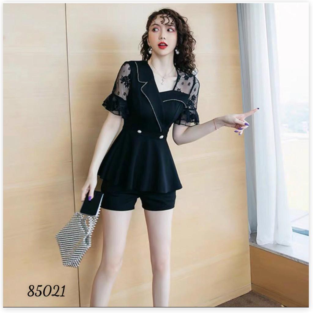 SET VÁY UMI ĐEN PHỐI LƯỚI KIM TUYẾN