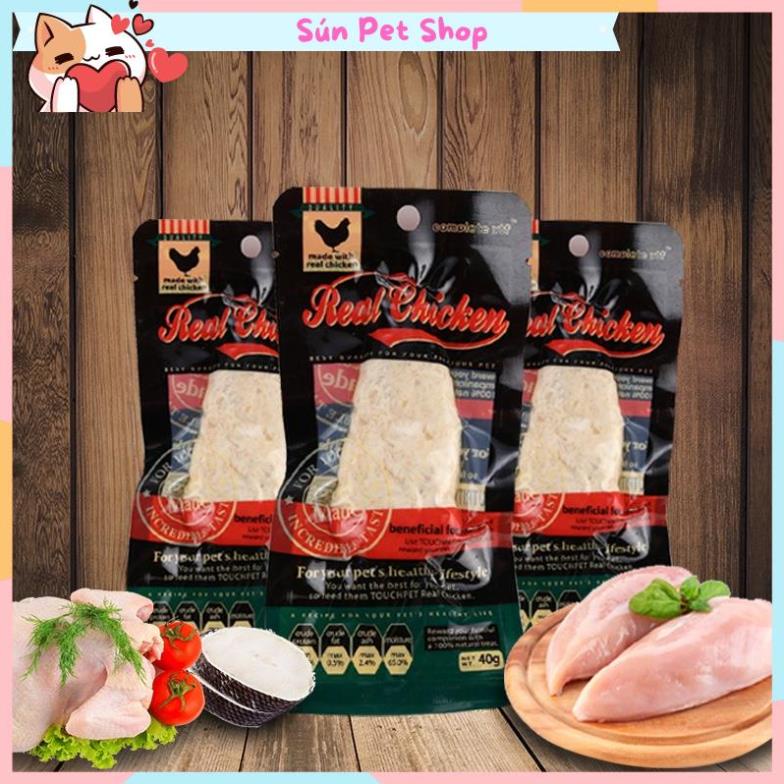 Ức gà hấp ăn liền cho chó mèo - Ức gà Pet Snack, Real Chicken, Masti cho thú cưng (40g)