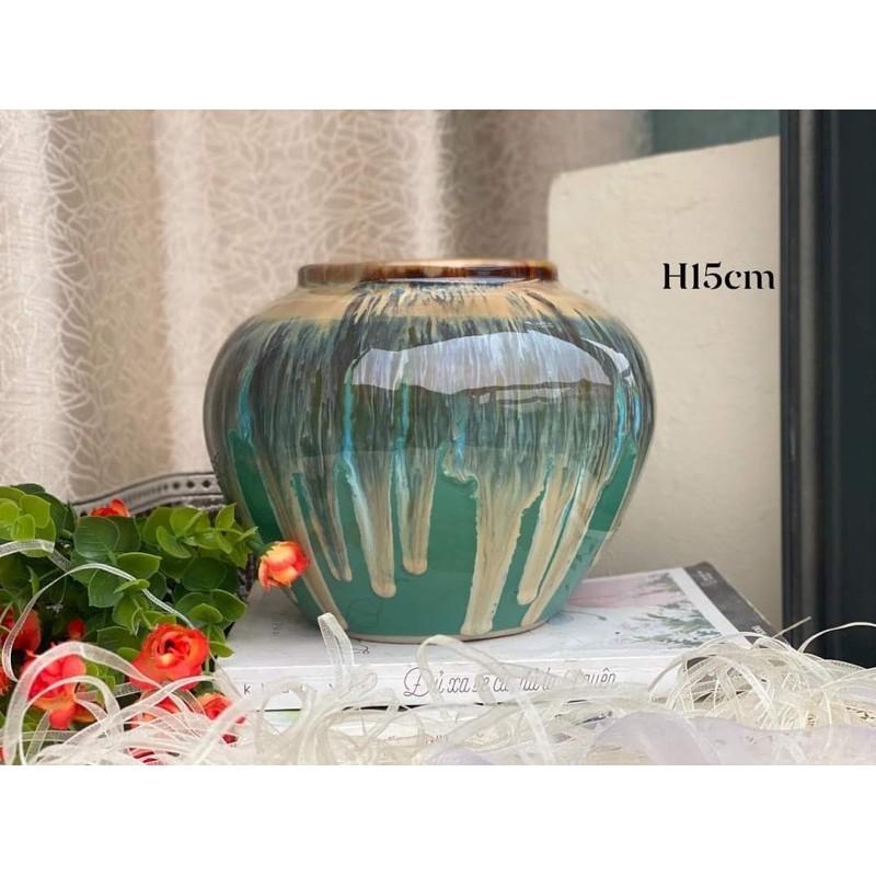 Bình cắm hoa men hỏa biến, dáng vo vuốt thủ công. Gốm sứ Bát Tràng