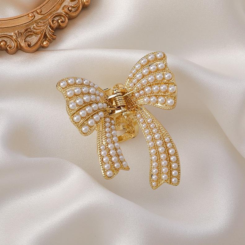 XiaoboACC Korean Fashion Pearl Bow Hair Clip