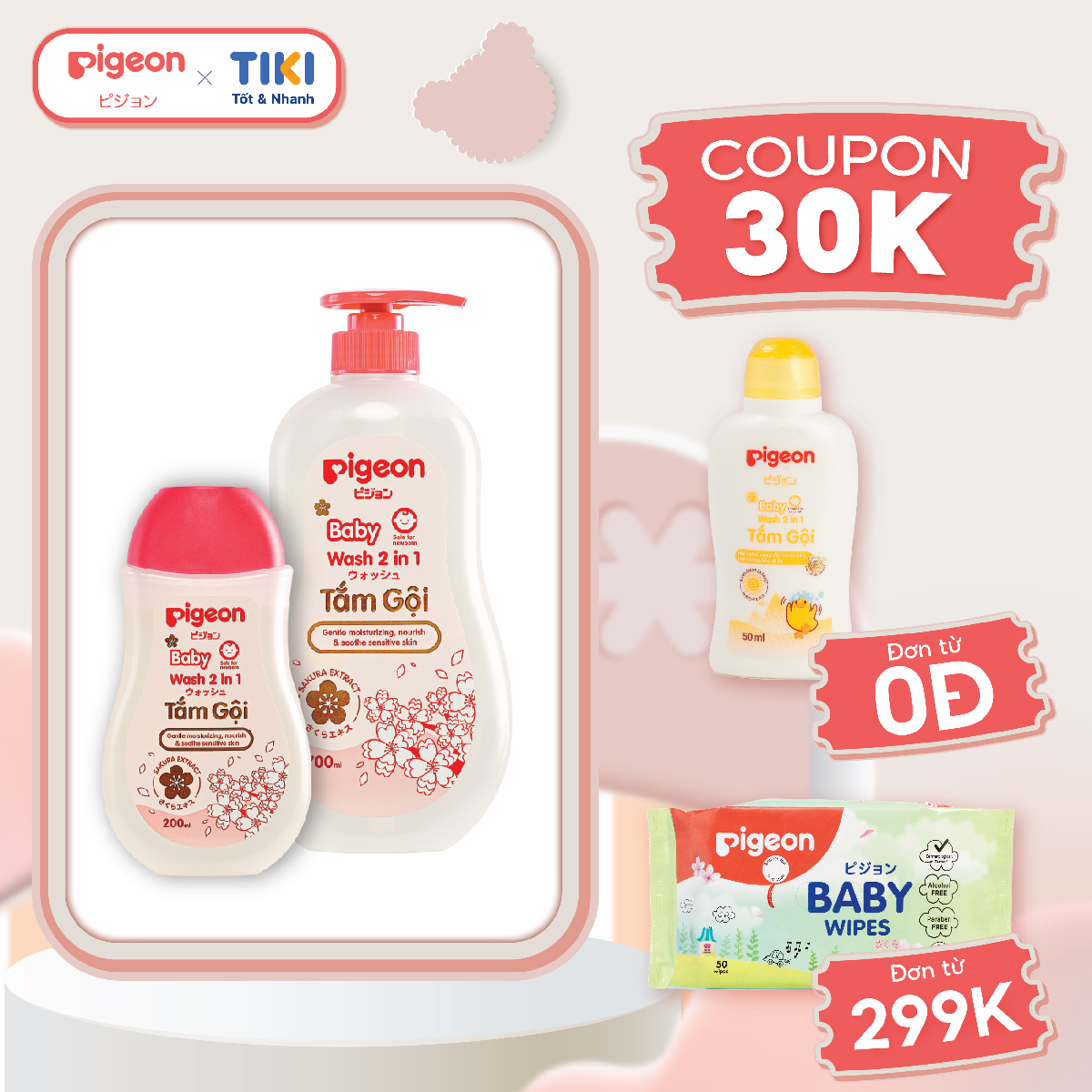 Tắm gội dịu nhẹ 2 in 1 Sakura Pigeon 200ML/700ML