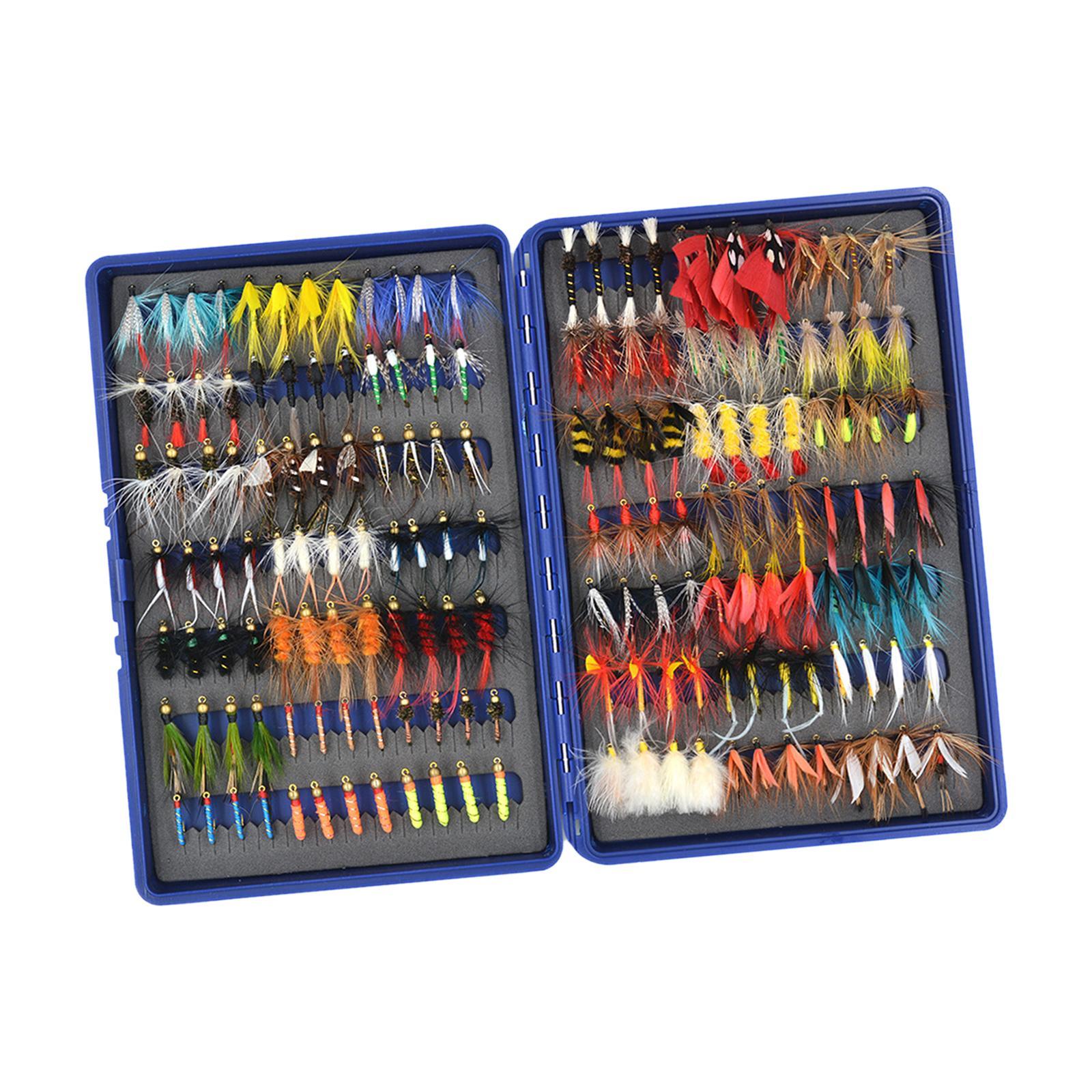 Fly Fishing Flies Assortment Fly Fishing Lures with Storage Box Hand Tied Fishing Baits Fishing Tackle for Reservoirs Trout Panfish Crappie