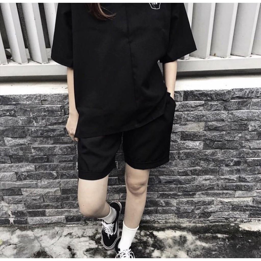 Quần Short Thun Đen Trơn UNISEX - chất cotton co dãn