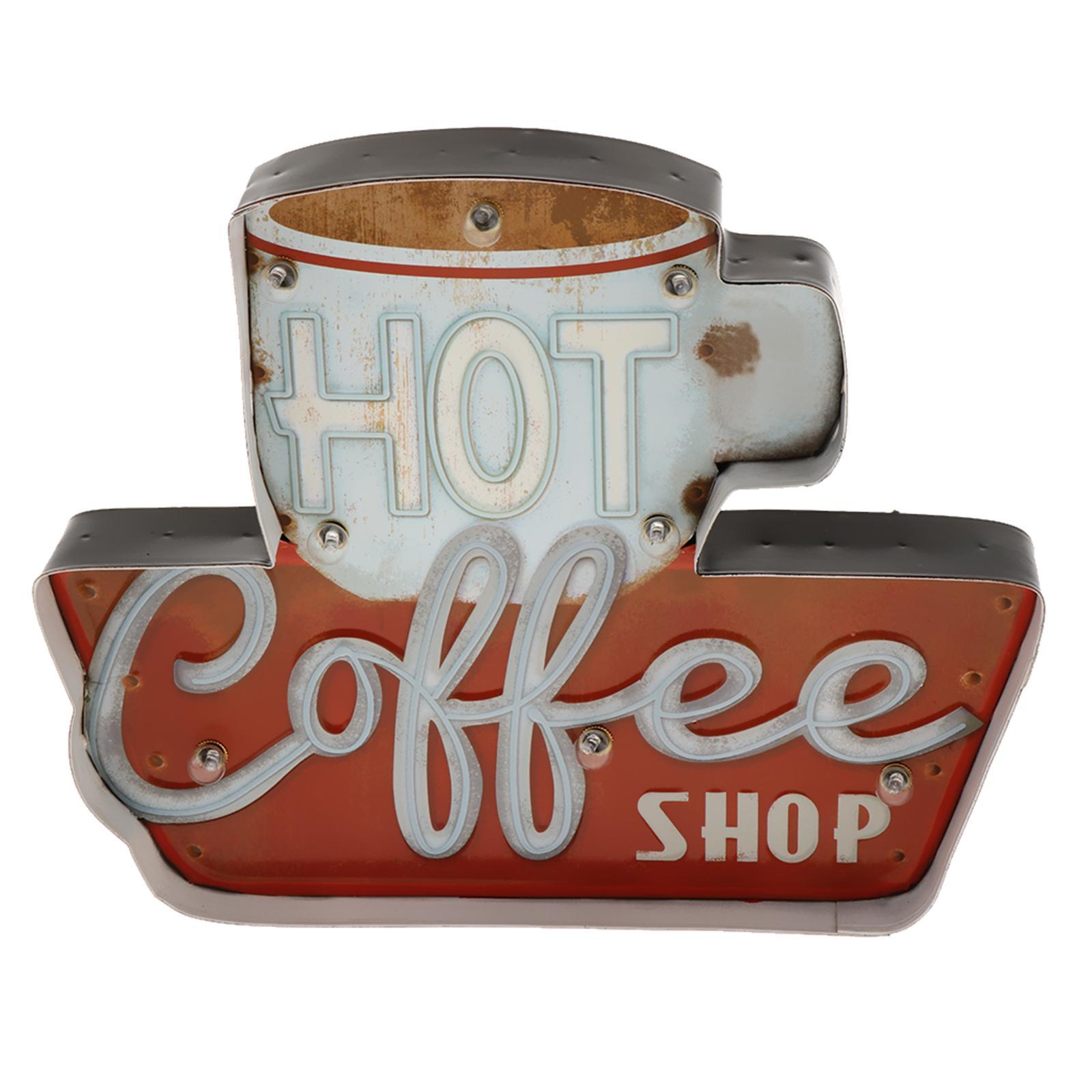 3D Metal Tin Sign Coffee Plaque LED Light Box