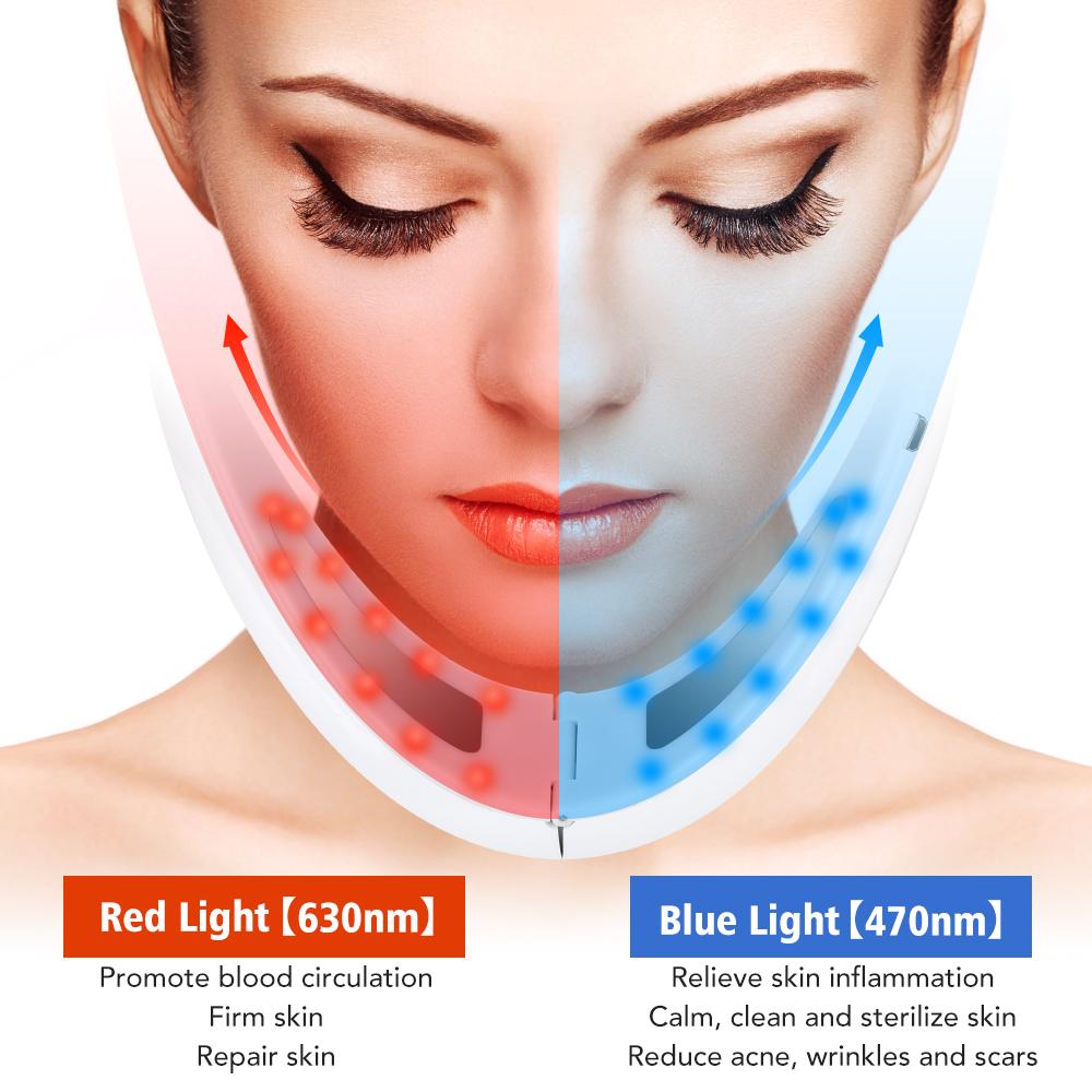 EMS Căng Da Mặt Thiết Bị Đèn LED Photon Trị Liệu Mặt Giảm Béo Rung Máy Massage Đôi Cằm V Dòng Nâng Dây Hàm Mặt Cụ Nâng
