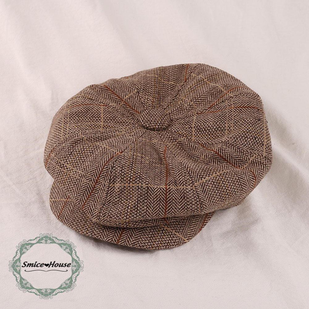 Mũ beret lưỡi trai họa tiết caro kiểu châu Âu cổ điển/ Nón bát giác mỏ vịt họa sĩ nam nữ có chun co dãn chỉnh size vải bố/ mũ nồi cho người cao tuổi- Smice House