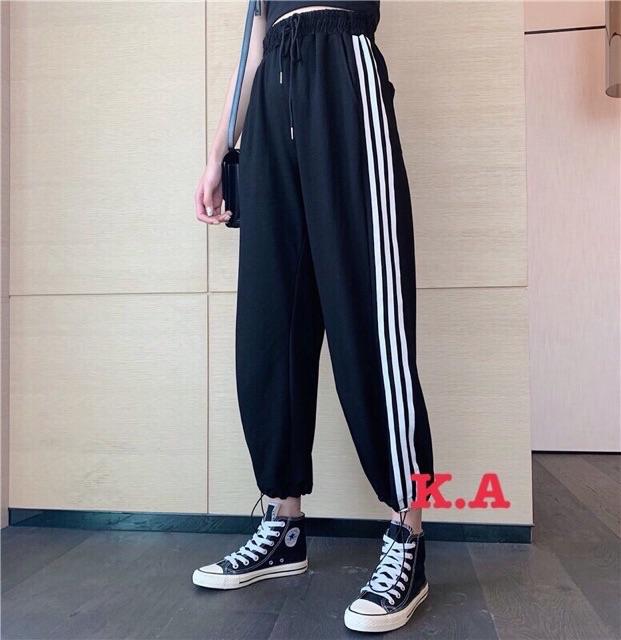 Quần joggers nữ ba sọc ống rộng chất siêu đẹp
