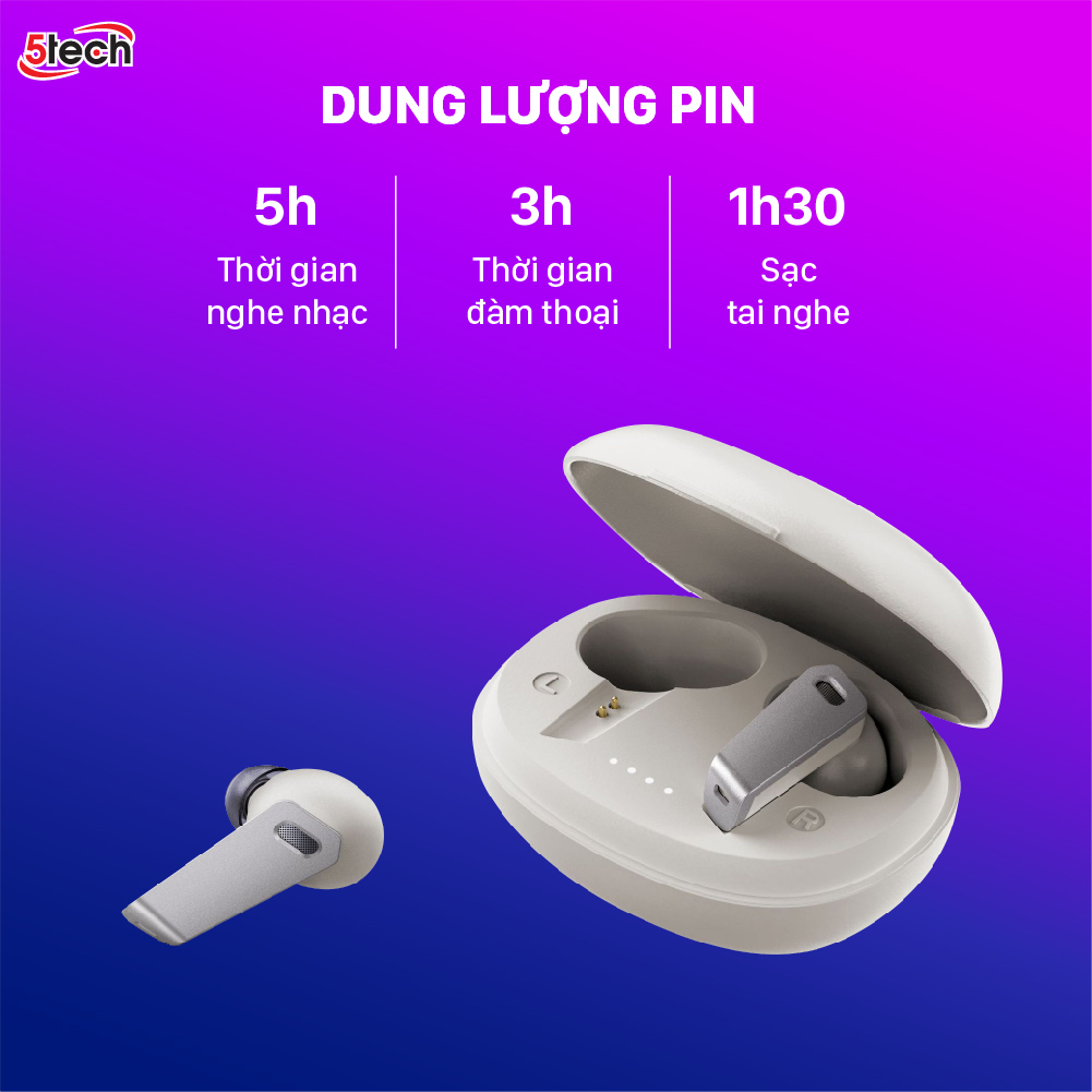 Tai nghe bluetooth, tai nghe không dây 5TECH 5T229 nhét tai, hàng chính hãng full chức năng cảm ứng nhậy âm thanh chuẩn HIFI