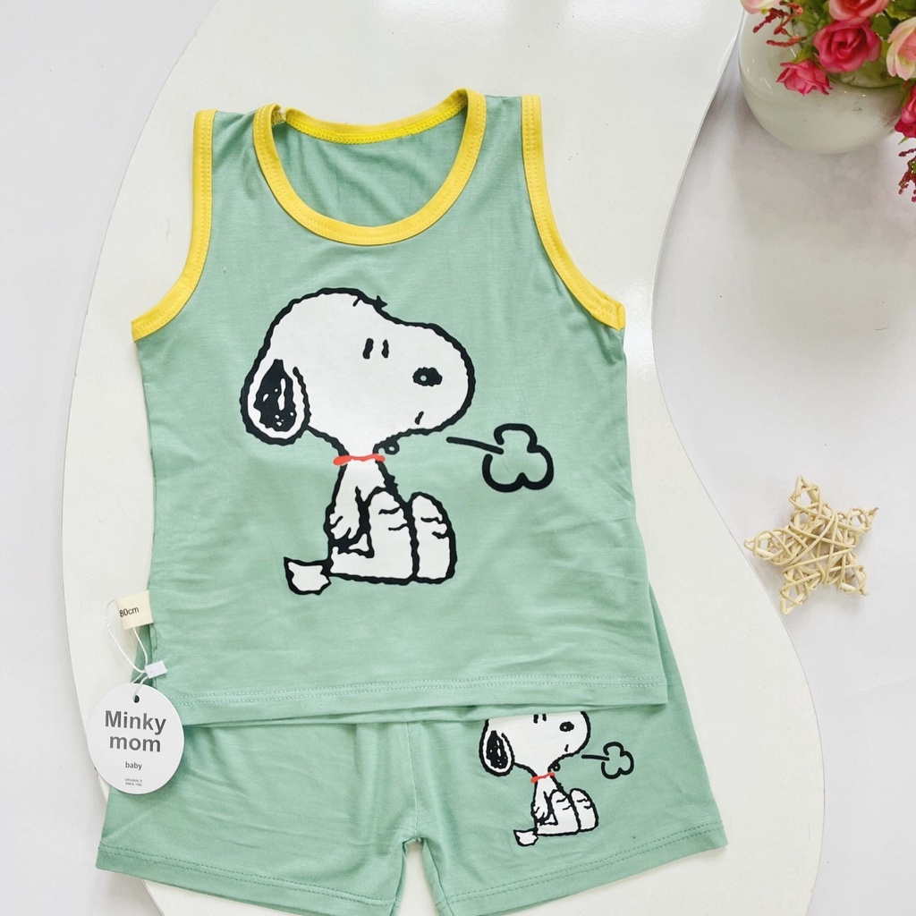 (5-19kg)Quần áo ba lỗ cho bé trai, bé gái Minky mom thun lạnh 4 chiều