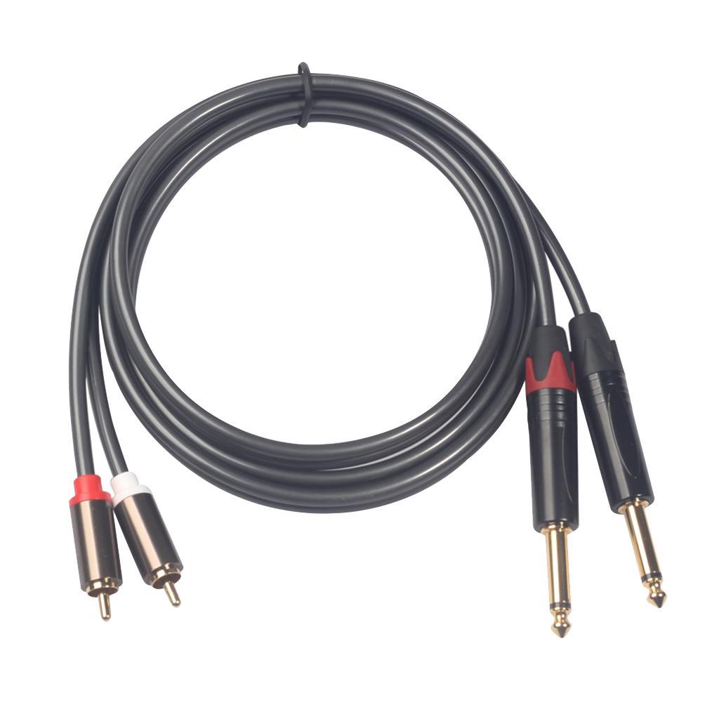 Fully Shielded 5-Ft Cable, Dual RCA Male to 2x 6.35mm 1/4" Mono Male