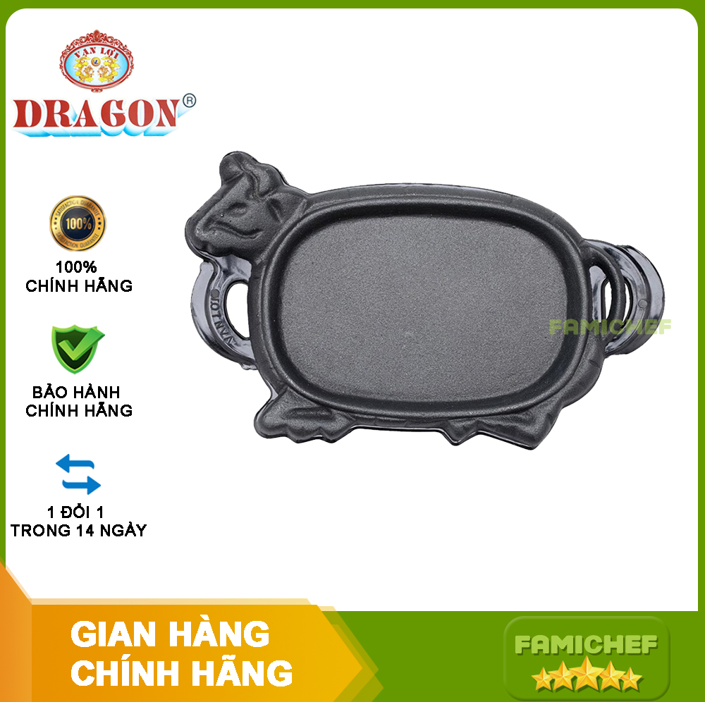 Chảo gang chống dính có đế nhựa làm bò bít tết Dragon D055