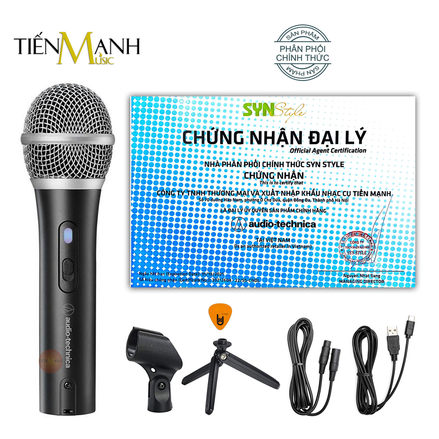 Micro Audio Technica ATR2100X USB Mic Thu âm Phòng Studio ATR2100, Microphone Dynamic ATR2100x-USB, ATR 2100X, 2100 Hàng Chính Hãng - Kèm Móng Gẩy DreamMaker