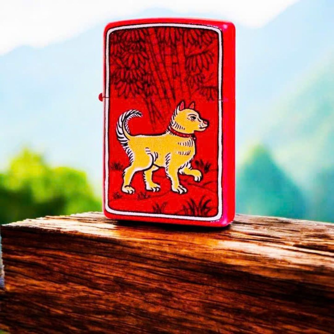 Bật lửa Zippo Year of the Dog - Phiên Bản 12 Con Giáp (Tuổi Tuất) Thiết Kế Việt Nam, Sơn Tĩnh Điện Đỏ May Mắn Chính Hãng