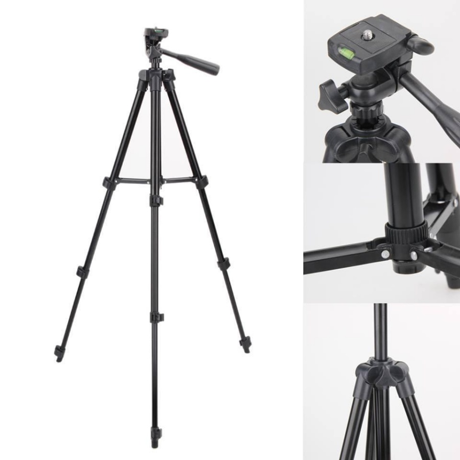 Giá đỡ tripod 3 chân xoay ngang dọc hỗ trợ chụp ảnh, livestream nhẹ gọn tặng kèm đầu kẹp điện thoại 2 lỗ chắc chắn