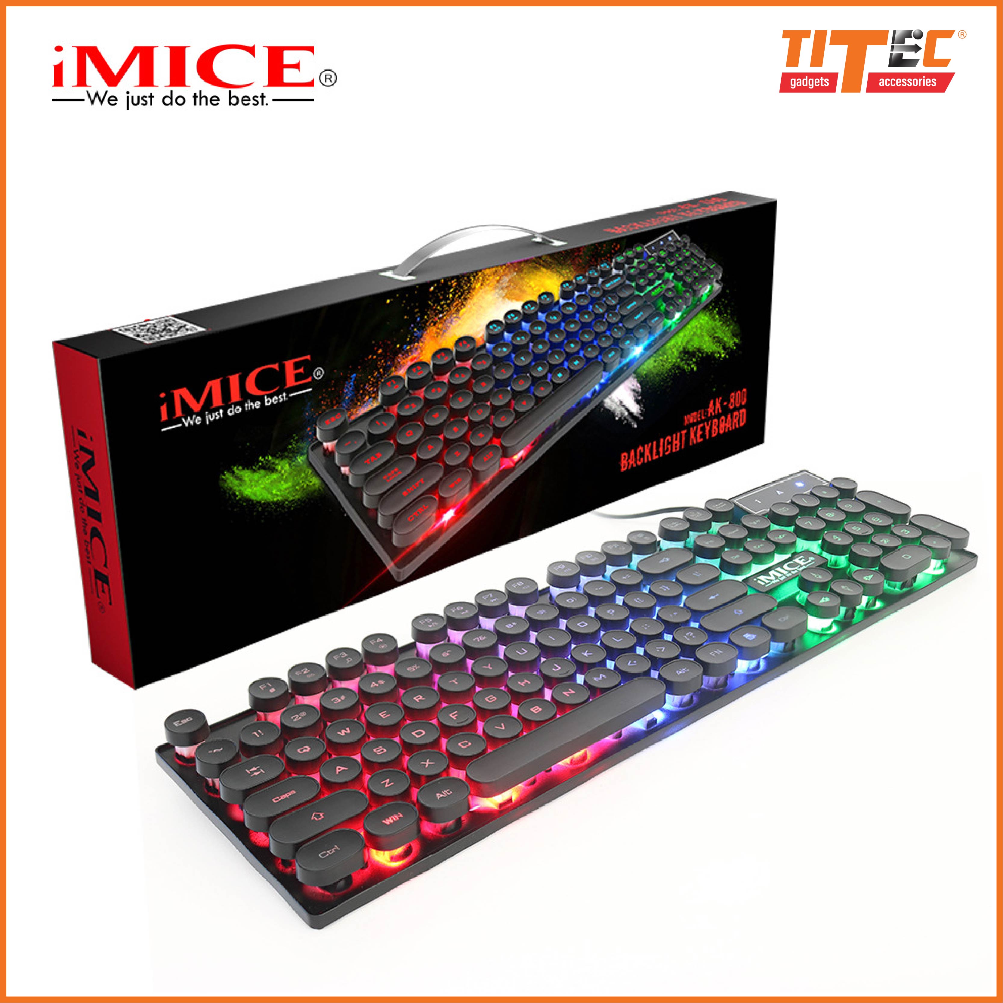 Bàn phím chơi game có dây IMICE AK800 104 nút bấm, đèn RGB đa màu, dây dài 1m - hàng chính hãng