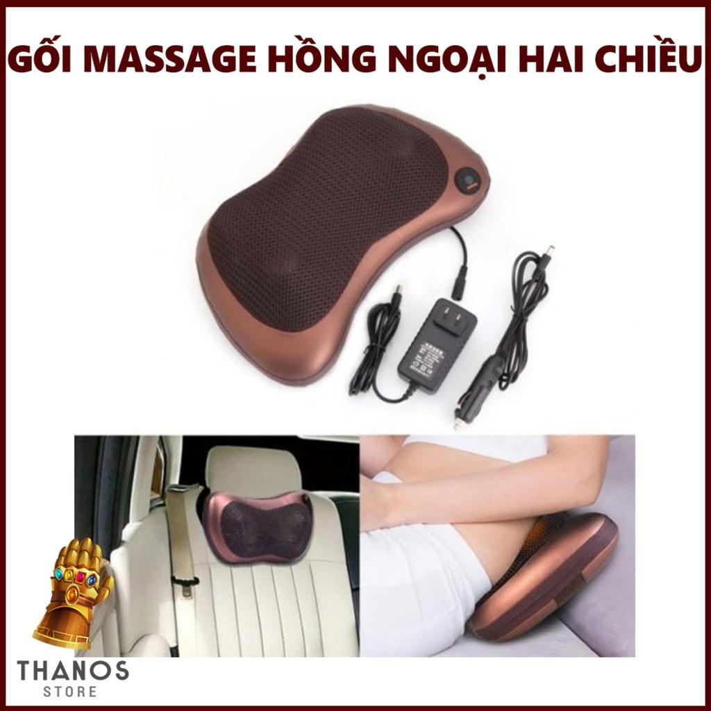 Gối massage Freeship mẫu gối massage hồng ngoại 8 bi đảo 2 chiều tiện lợi