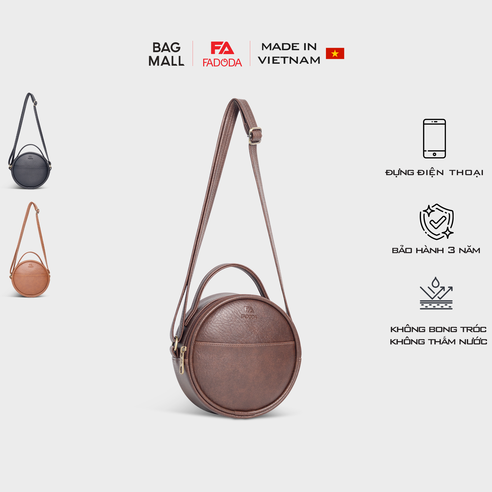 Túi đeo chéo da nữ tròn mini FADODA FN30