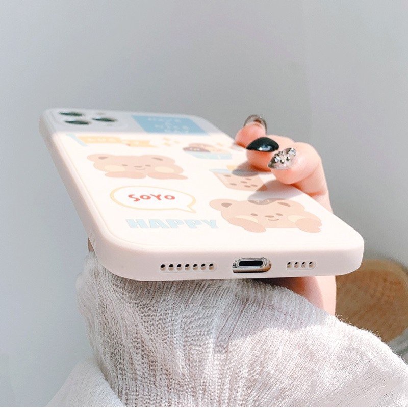 Ốp Lưng Cạnh Vuông Gấu Soyo Dành Cho iPhone 6 / 6 Plus / 7 / 7 Plus / 8 / 8 Plus / X / Xs / Xs Max / 11 / 11 Pro / 11 Pro Max / 12 / 12 Pro / 12 Pro Max