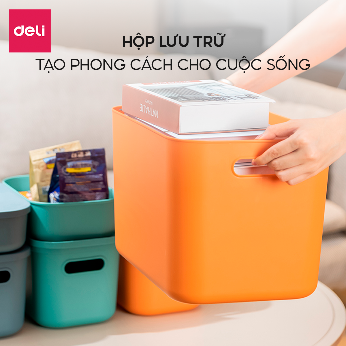 Hộp Nhựa Đựng Đồ Đa Năng Có Nắp Đậy Cao Cấp Nhiều Màu Deli - Đựng Sách Vở Đồ Cá Nhân Mỹ Phẩm Quần Áo Chăn Ga Gối Đồ Chơi Cho Bé - Nhiều Size Kích Cỡ Lớn Nhỏ Có Tay Cầm Phong Cách Nhật Bản Đơn Giản Tiện Dụng