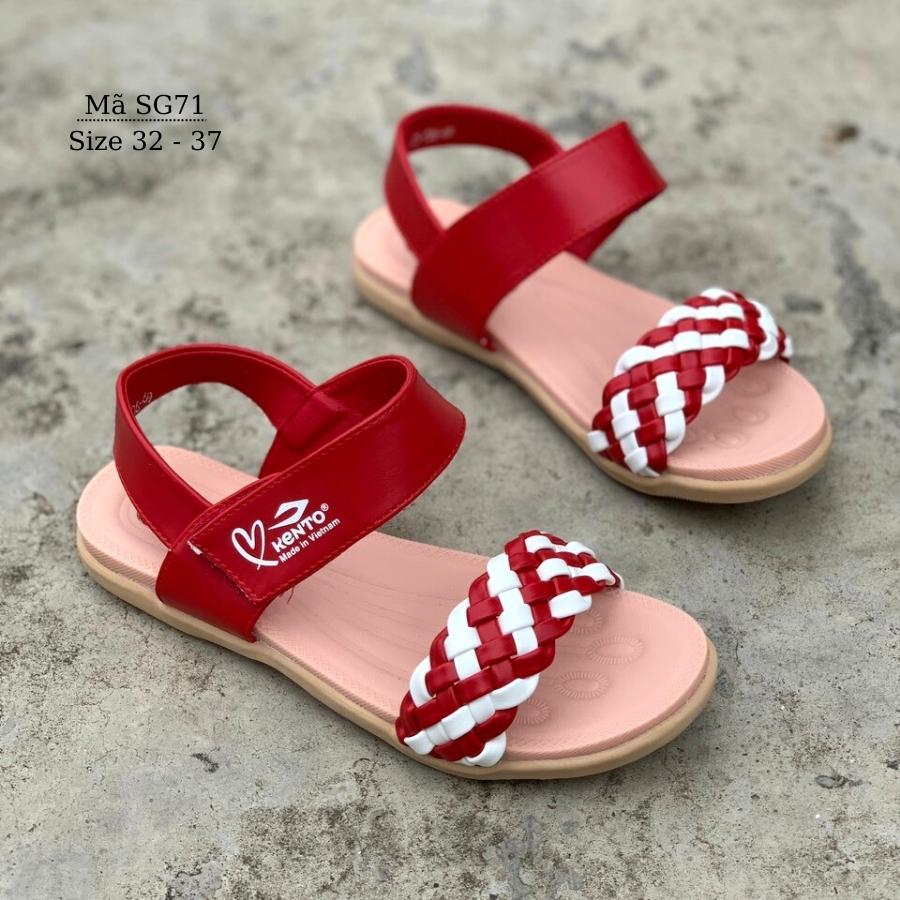 Sandal bé gái Kento dép quai hậu cao cấp quai ngang êm mềm chống trơn trượt phù hợp cho trẻ em nữ 6, 7, 8, 9, 10, 11, 12 tuổi học sinh tiểu trung học đi học đi biển năng động và cá tính NHÍM SHOP SG71