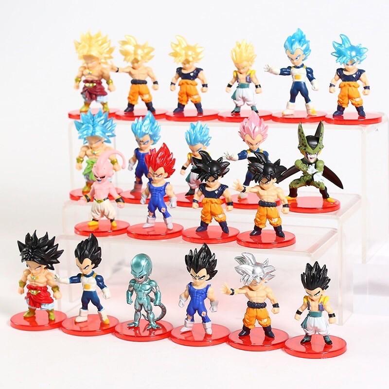 Combo 21 mô hình nhân vật Dragon Ball 7 Viên Ngọc Rồng Goku Gogeta Vegito Broly Gohan Frieza Vegeta SuperSaiyan God SSJ