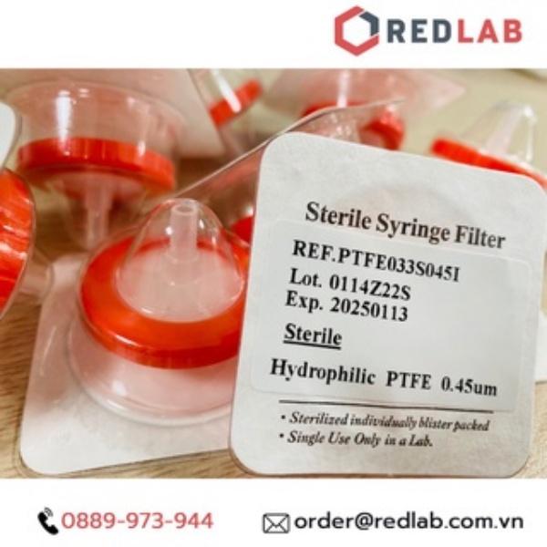 Đầu lọc syringe tiệt trùng PTFE033S045I dùng cho PRP, lỗ lọc 0.45µm chính hãng Finetech - Lẻ