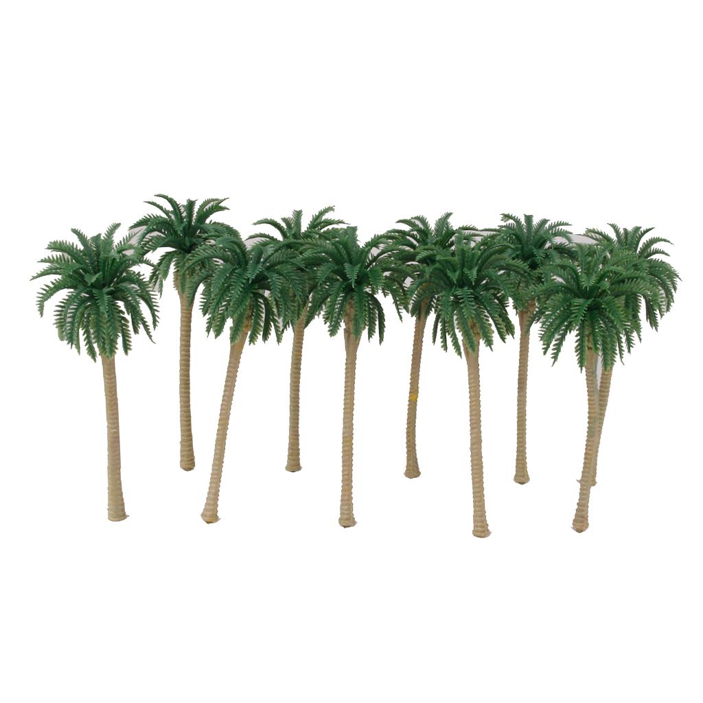 10pcs Green Model Coconut Palm Trees 1/100 11cm
