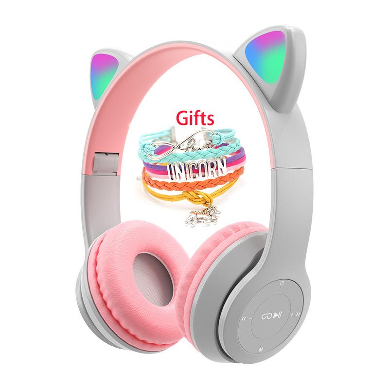 Tai Nghe Không Dây Tai Nghe Tai Mèo Có Mic Xanh Dương-Răng Light Bass Mũ Bảo Hiểm Trẻ Em Game Thủ Cô Gái Quà Tặng Điện Thoại Máy Tính tai Nghe Chơi Game