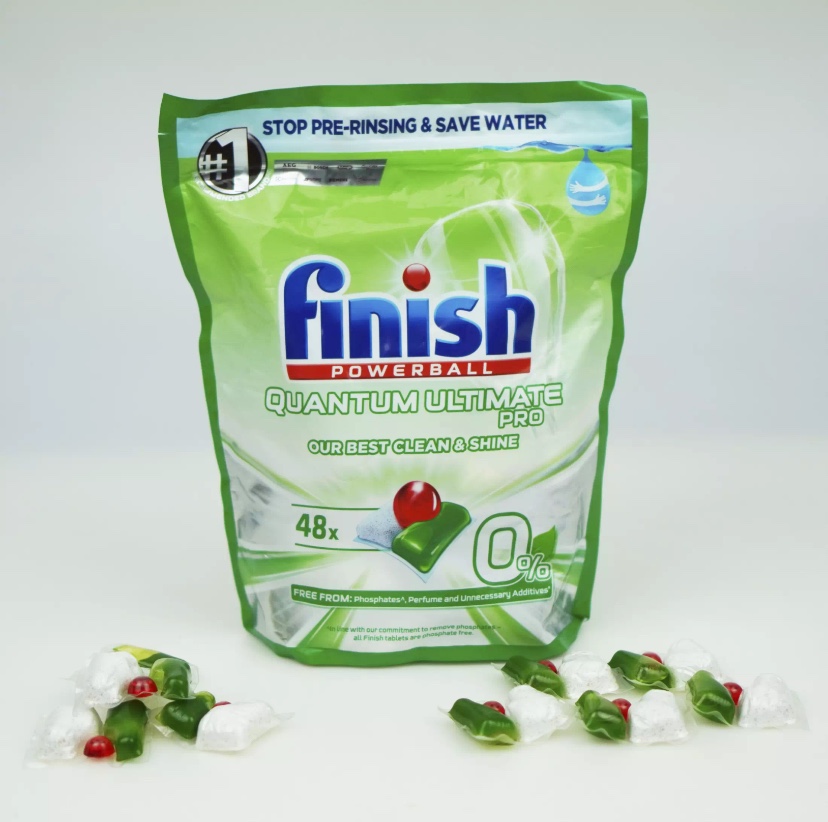 Viên rửa Finish Eco 0% Finish Quantum Ultimate Pro 0% 48 viên dùng cho máy rửa chén bát