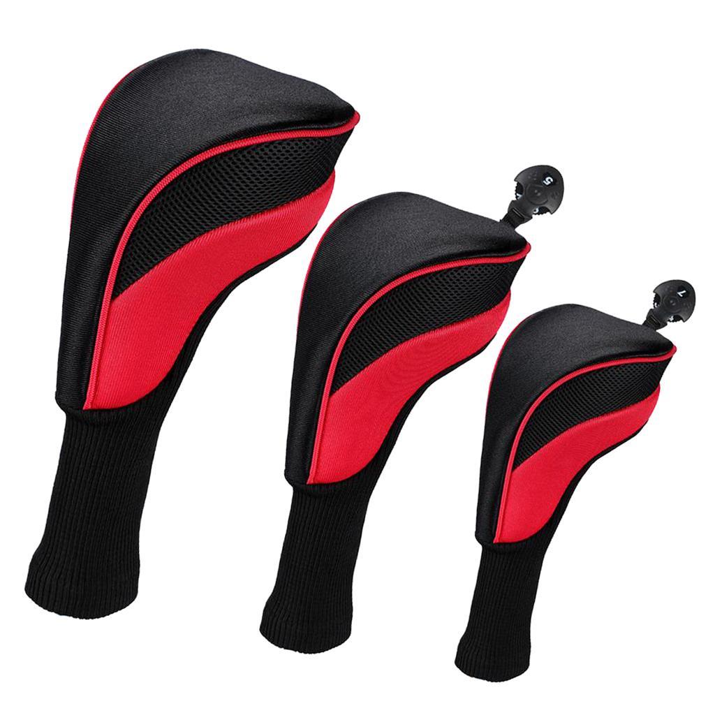 3pcs Golf Club Headcover 460cc Hybrid Driver Wood Head Cover No. 1 3 5