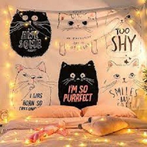 Tranh vải treo tường  kt1.5m x1,3m hình 6 chú mẽo dễ thương có sẵn móc treo