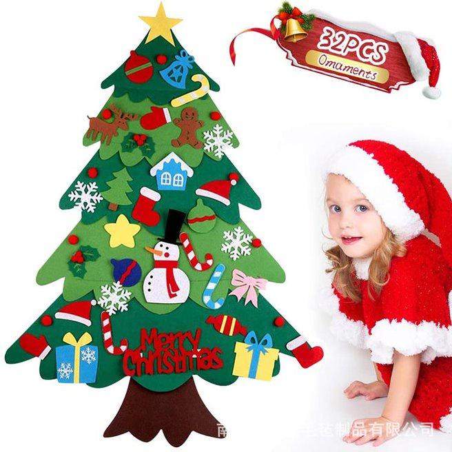 Cây thông 2 lớp noel dán treo tường mẫu mới năm 2021 – Cây thông kèm miếng dán vải nỉ trang trí giáng sinh – 01122